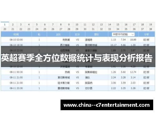 英超赛季全方位数据统计与表现分析报告 英超赛季全方位数据统计与表现分析报告